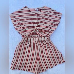 Zara Red and White Striped romper size 8